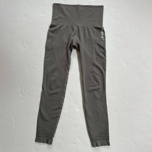 Gymshark High Waisted Seamless Leggings Womens Grey Marl Small Gym Athleisure - Picture 3 of 13